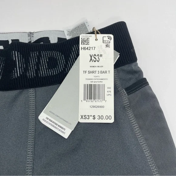 New NWT adidas Womens Techfit Short 3” Branded Elastic Short Size XS Grey Black - Picture 7 of 8